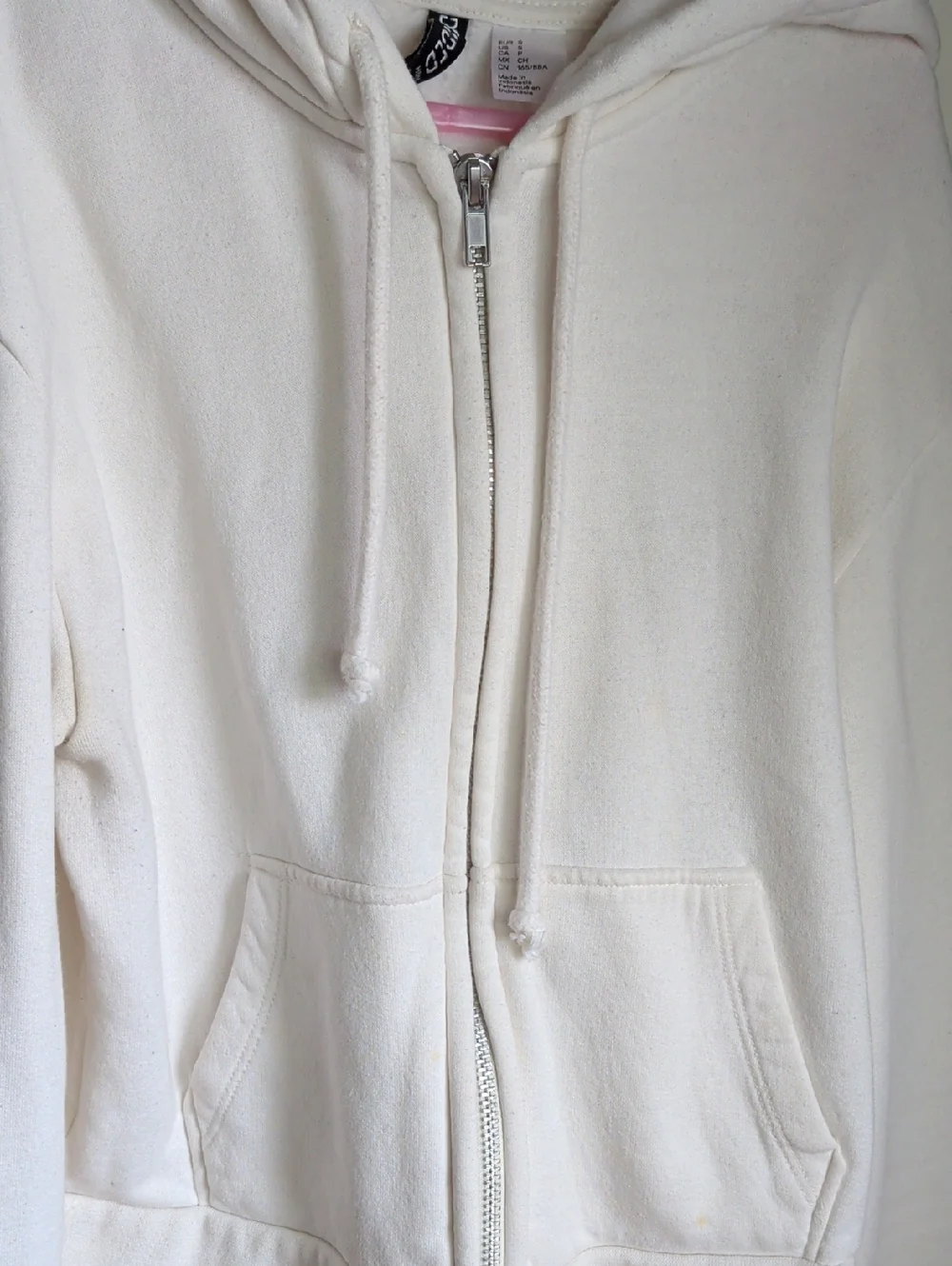 H&M Cropped Zip-Up Hoodie in Cream - Picture 5 of 7